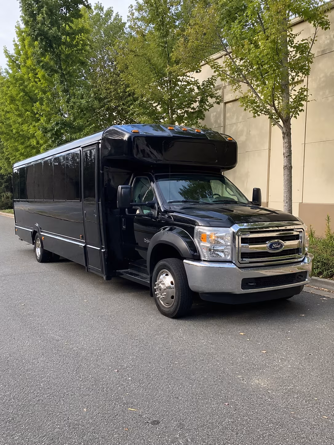 Passenger watching the Houston scenery during a regional party bus road trip