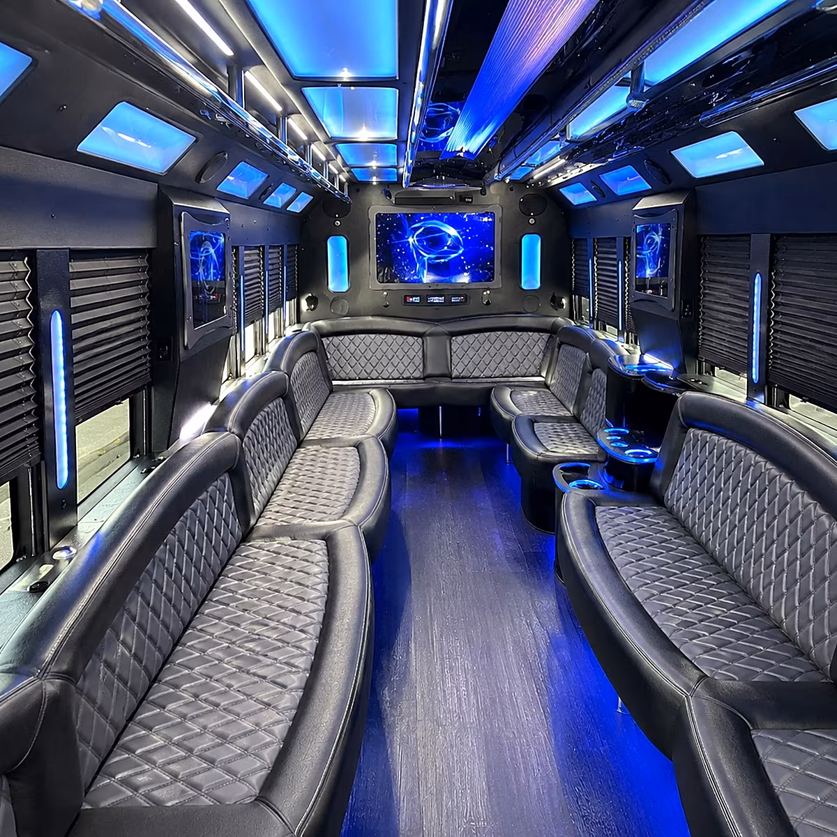 Houston Birthday, Sweet 16, & Quinceañera Transportation party bus interior