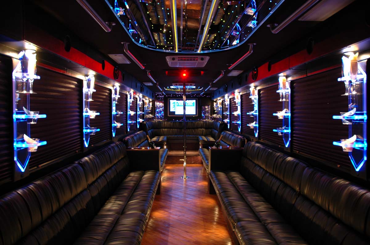 blue party bus interior